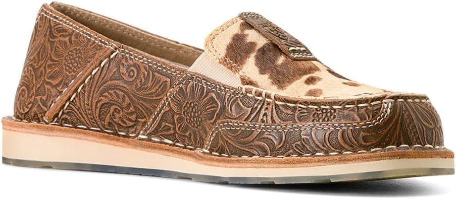 imageARIAT Cruiser Mens Slip OnTan Floral EmbossTan and White Brindle Hair on