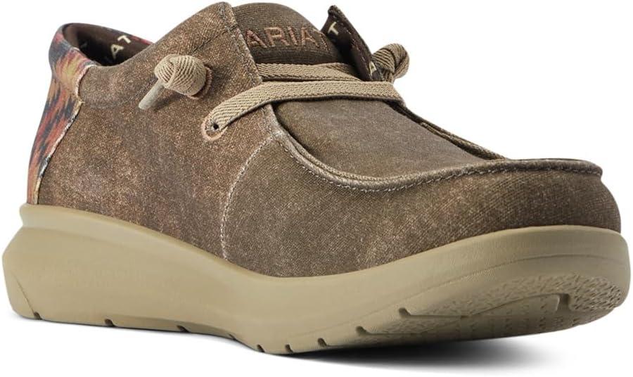 imageARIAT Mens Hilo Stretch SneakerDark TanRust Aztec Print