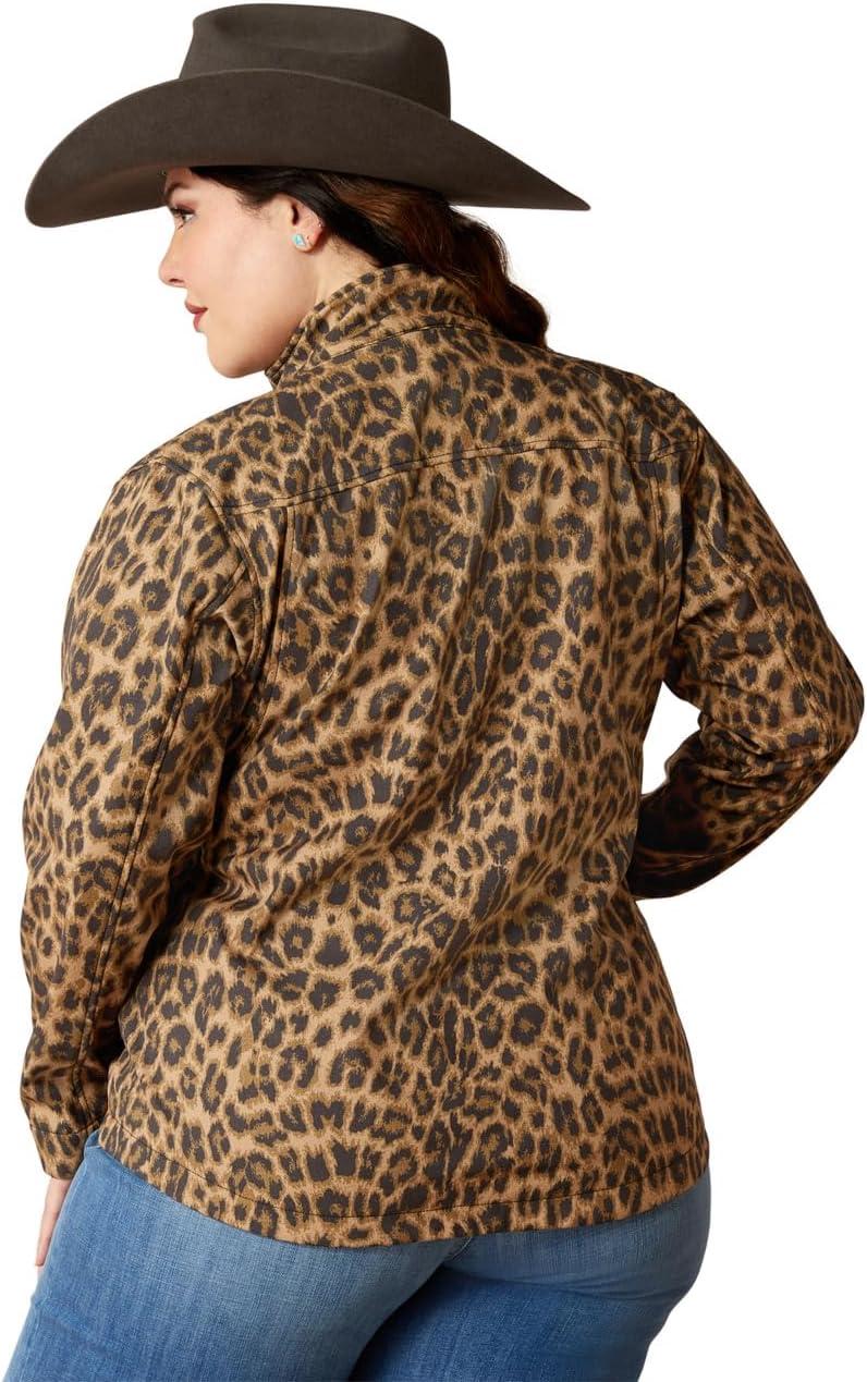 imageARIAT New Team Softshell Jacket Womens Wind and Water Resistant JacketLila Leopard