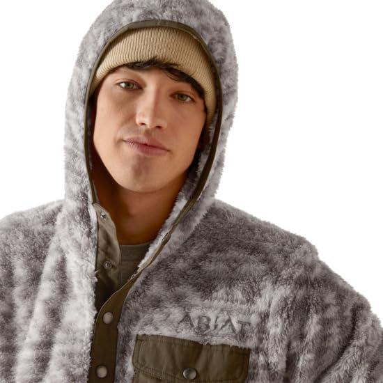 imageAriat Mens Hooded SweatshirtPolar Bear Fleece Jetty Gray Geo Map
