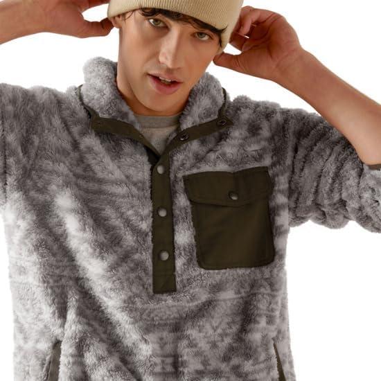 imageAriat Mens Hooded SweatshirtPolar Bear Fleece Jetty Gray Geo Map