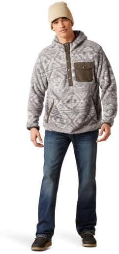 imageAriat Mens Hooded SweatshirtPolar Bear Fleece Jetty Gray Geo Map