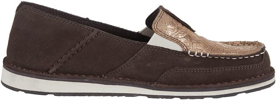 imageAriat Womens Cruiser Azteca Black SuedeGold Glitter CasualAzteca SuedeMetallic Copper Floral