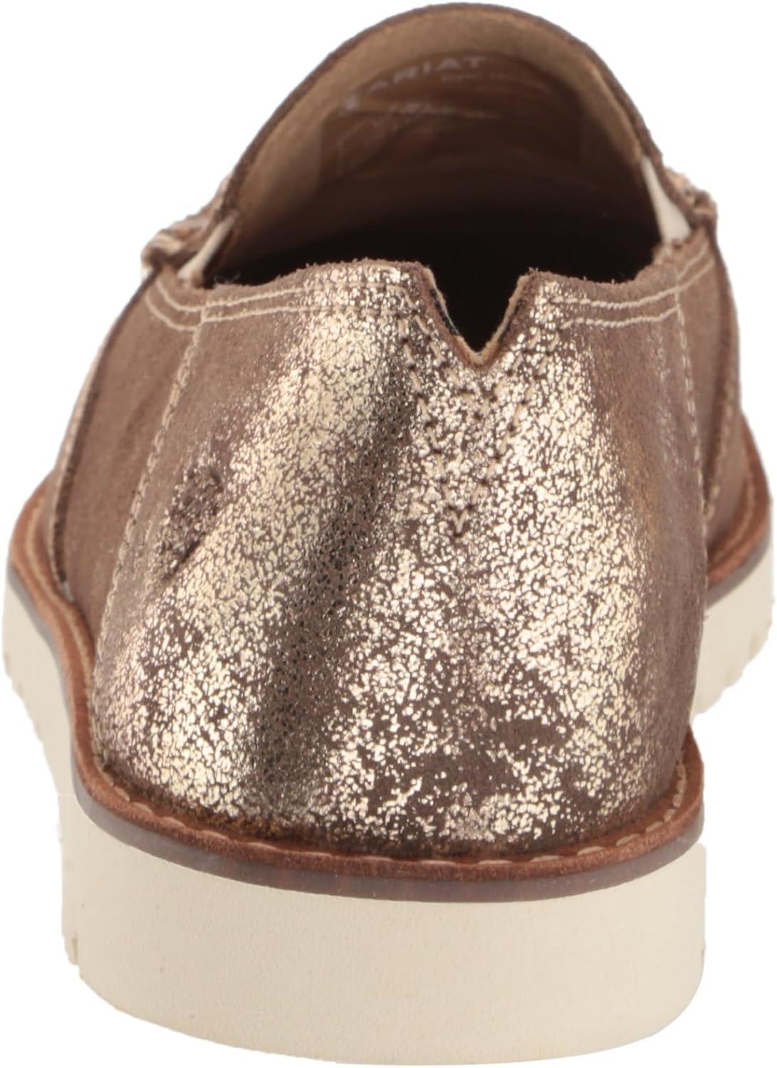 imageAriat Womens Cruiser Azteca Black SuedeGold Glitter CasualGolden BrownMini Leopard