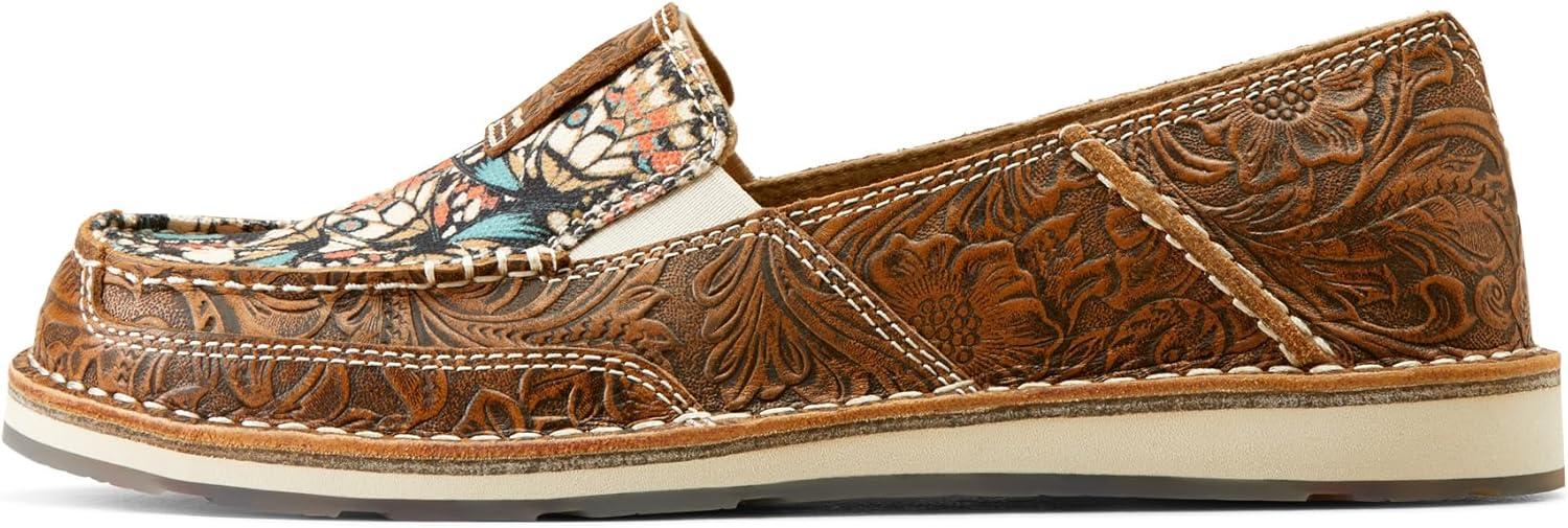 imageAriat Womens Cruiser Azteca Black SuedeGold Glitter CasualMariposaBrown Floral Emboss