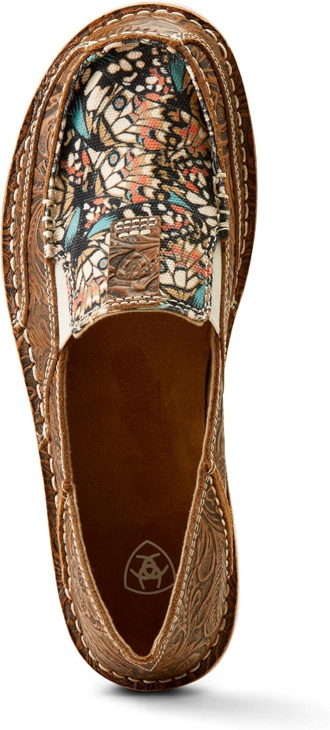 imageAriat Womens Cruiser Azteca Black SuedeGold Glitter CasualMariposaBrown Floral Emboss