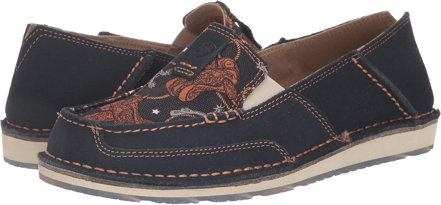 imageAriat Womens Cruiser Azteca Black SuedeGold Glitter CasualNavy Blue SuedeSaddle Up Print