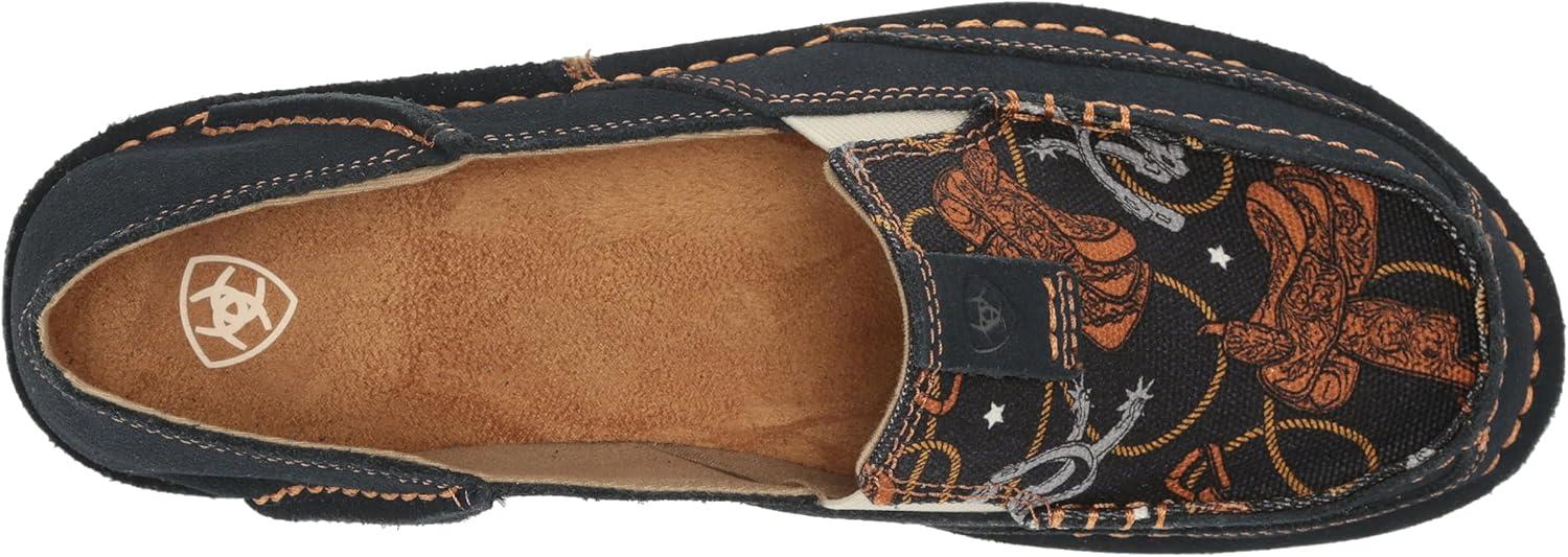 imageAriat Womens Cruiser Azteca Black SuedeGold Glitter CasualNavy Blue SuedeSaddle Up Print