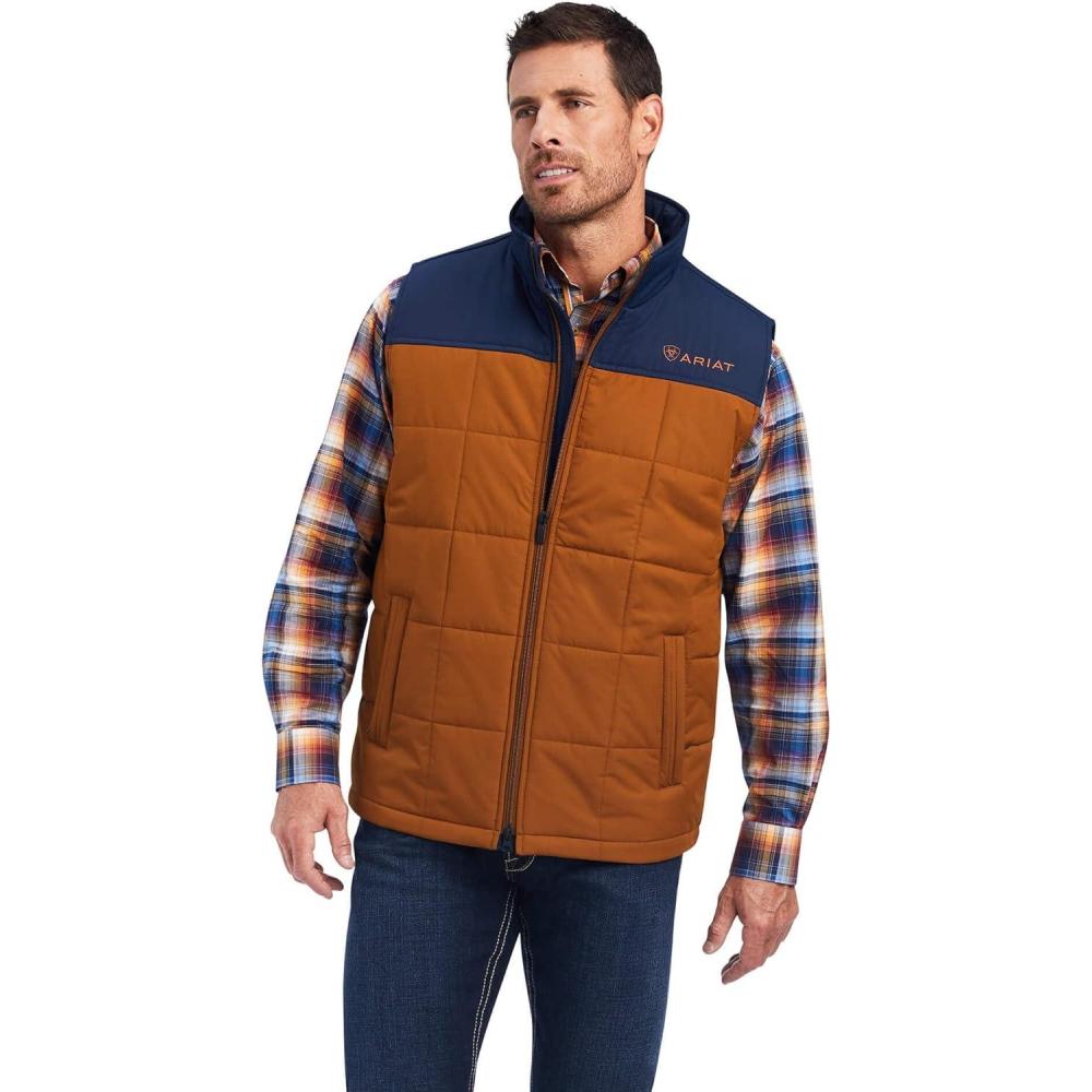 imageARIAT Mens Crius Insulated Vest Majolica BlueChestnutNavy