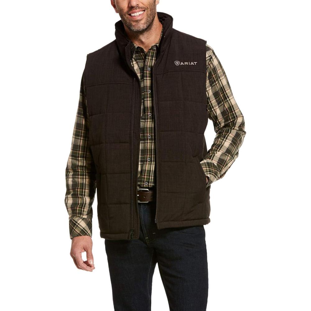 imageARIAT Mens Crius Insulated Vest Majolica BlueEspresso Heather