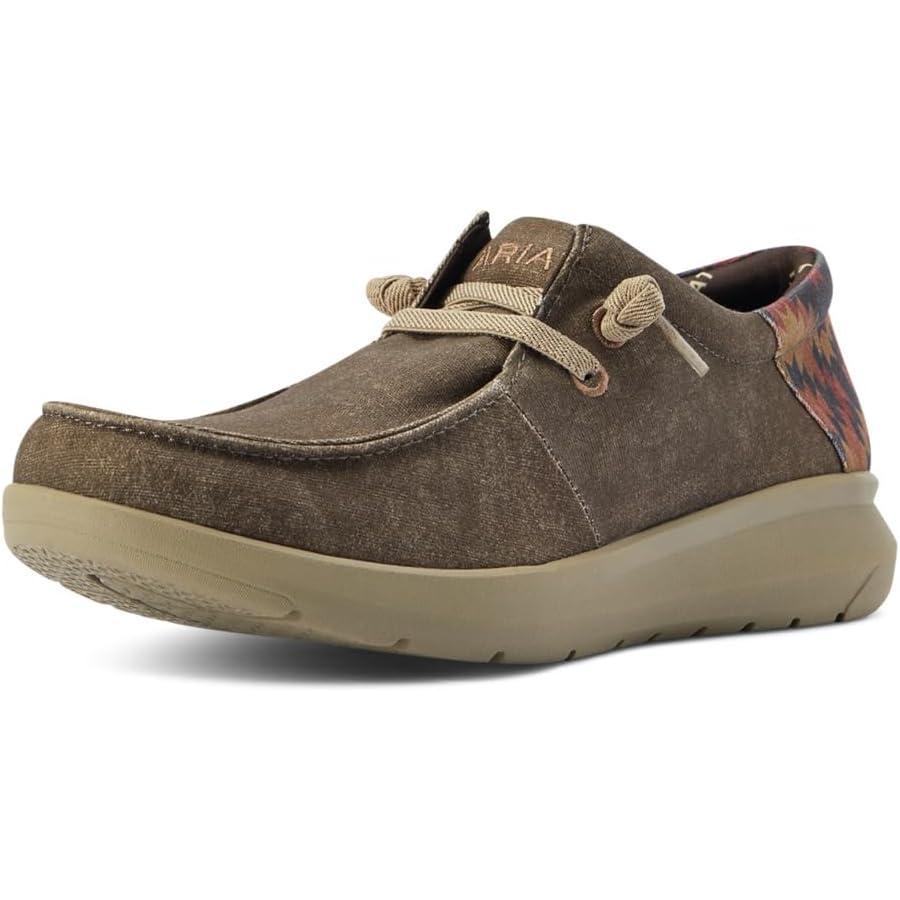 imageARIAT Mens Hilo Stretch SneakerDark TanRust Aztec Print