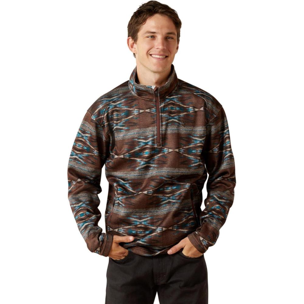 imageARIAT Mens Khaki Caldwell Reinforced Snap SweaterDeep Mahogany Southwest