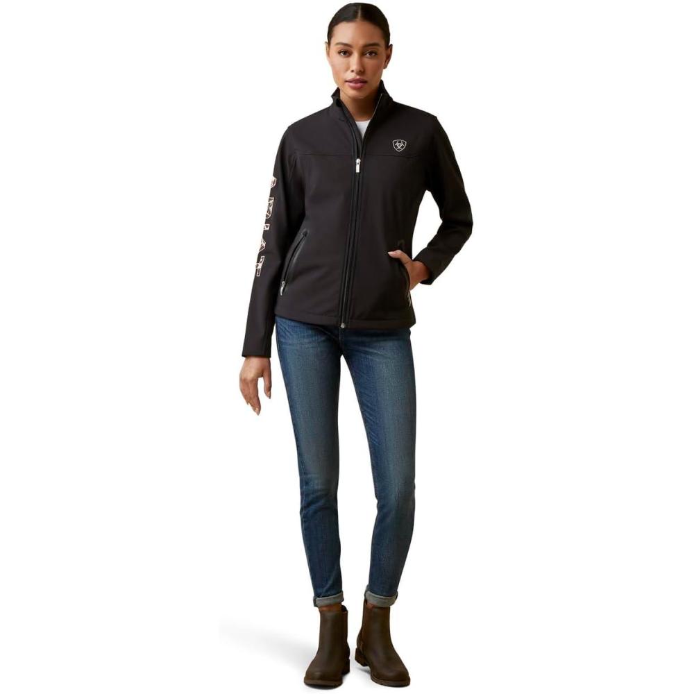 imageARIAT New Team Softshell Jacket  Womens Wind and Water Resistant JacketBlackPony