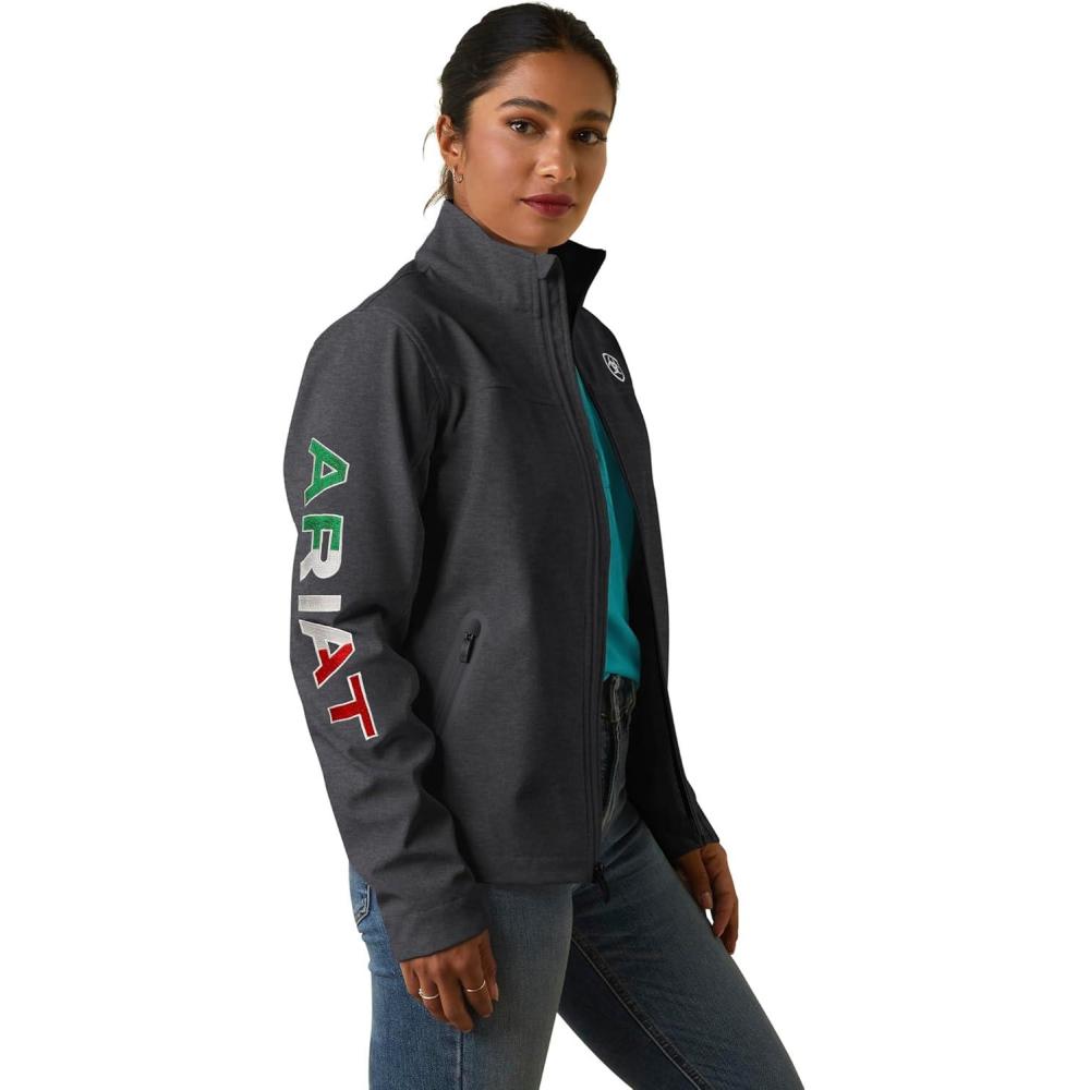 imageARIAT Womens Classic Team Mexico Softshell Water Resistant JacketCharcoal