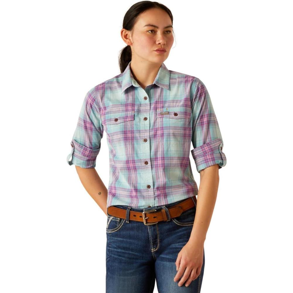 imageARIAT Womens Rebar Made Tough Durastretch Work ShirtAquatic