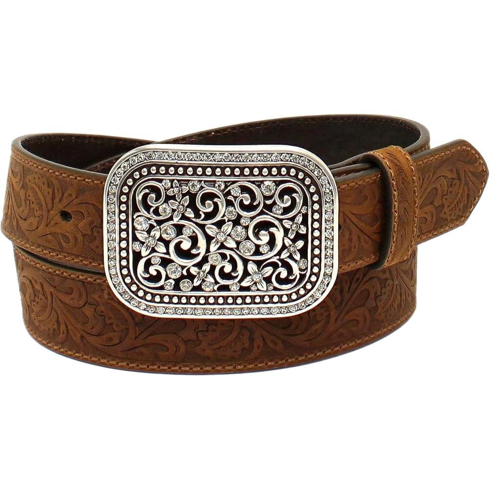 imageARIAT Womens Rhinestones Embossed Leather BeltMedium Brown