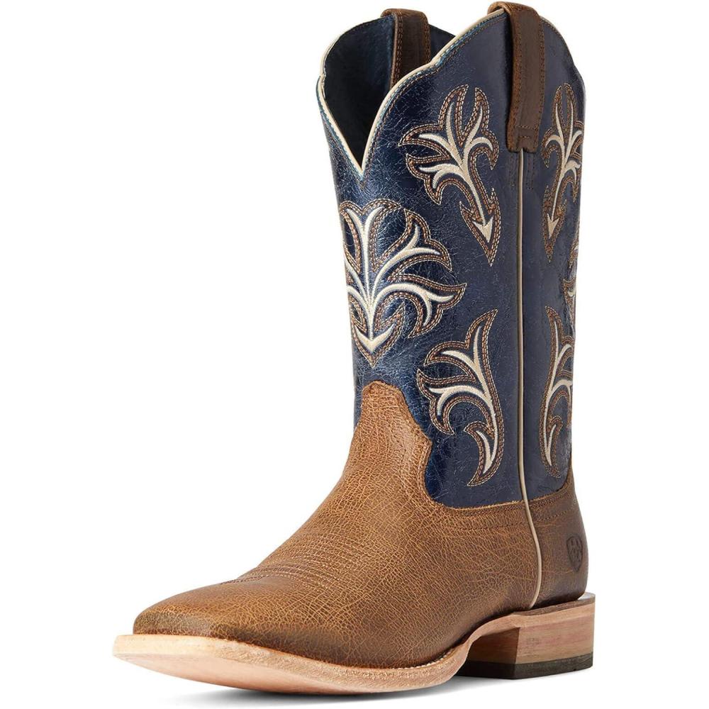 imageARIAT Workhog Wide Square Toe H2O Mens BootKing BrownGrotto Blue