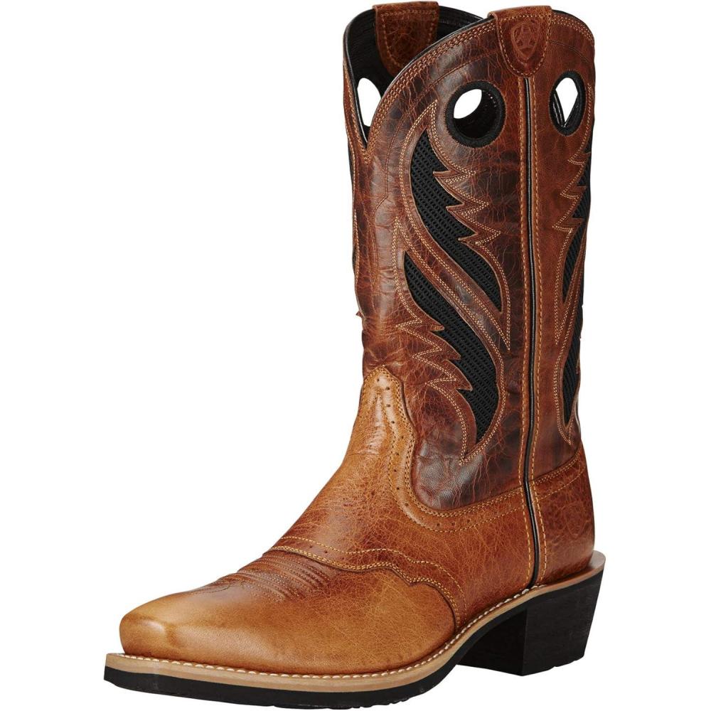 imageAriat Mens Heritage Roughstock Venttek Western Cowboy BootGingersnapTwo Tone Tan