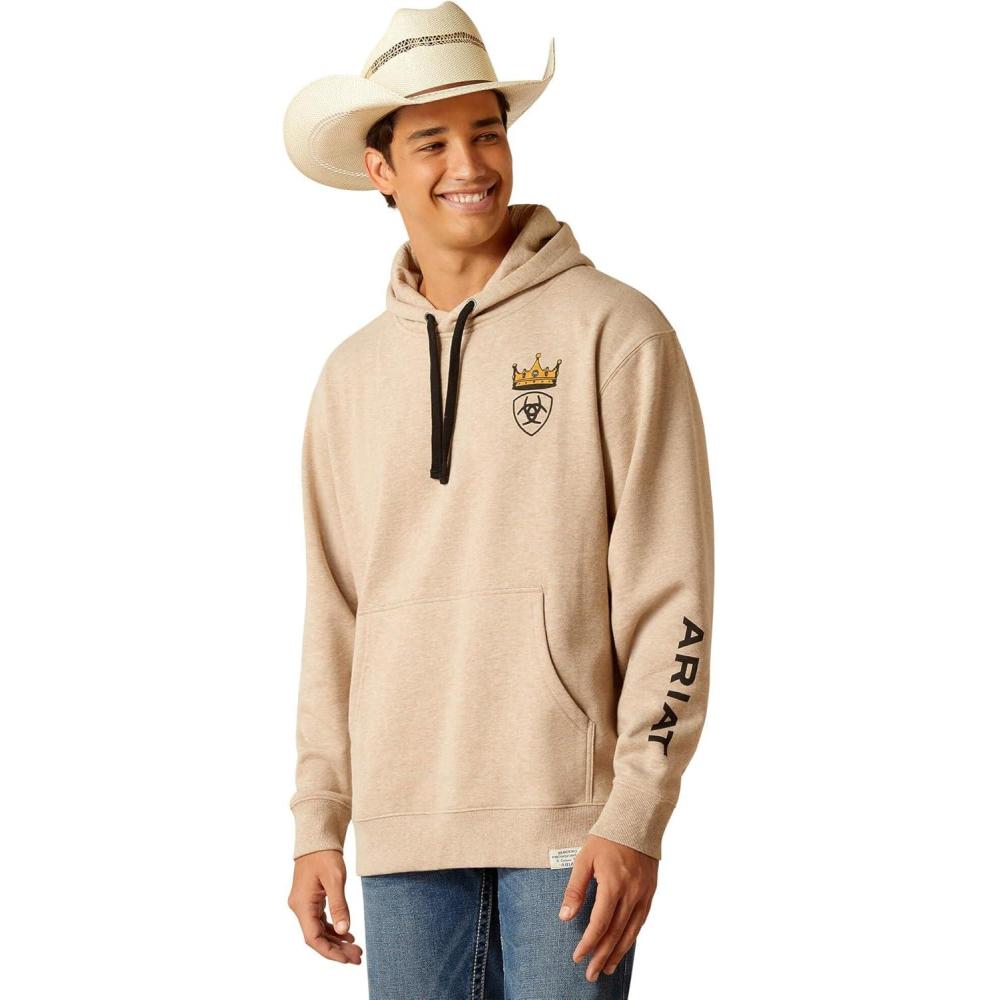 imageAriat Mens Hooded SweatshirtSendero King Cow Offwhite