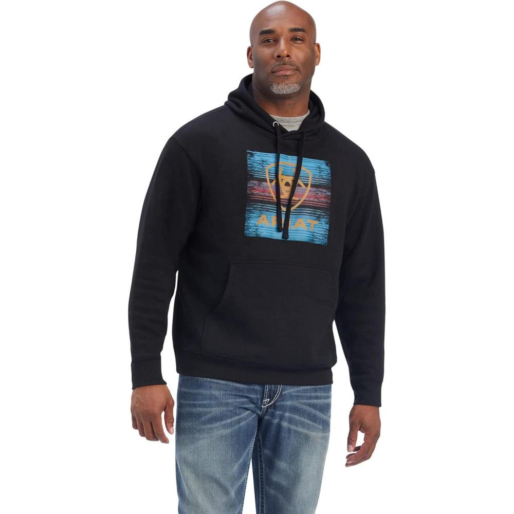 imageAriat Mens Hooded SweatshirtSerape Block Black