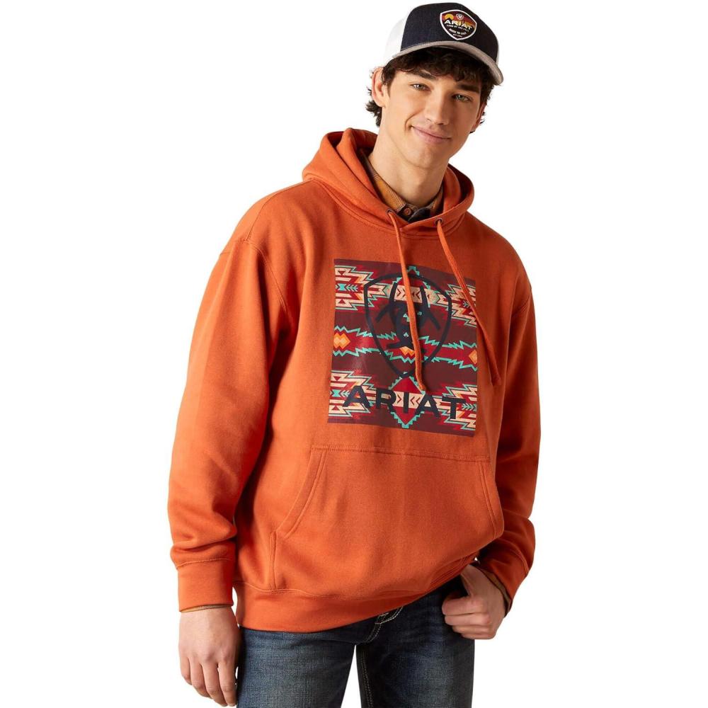 imageAriat Mens Hooded SweatshirtSouthwest Block Copper Oxide