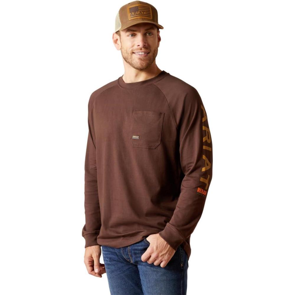 imageAriat Mens Rebar Cotton Strong Graphic TShirtCoffee BeanGolden Brown