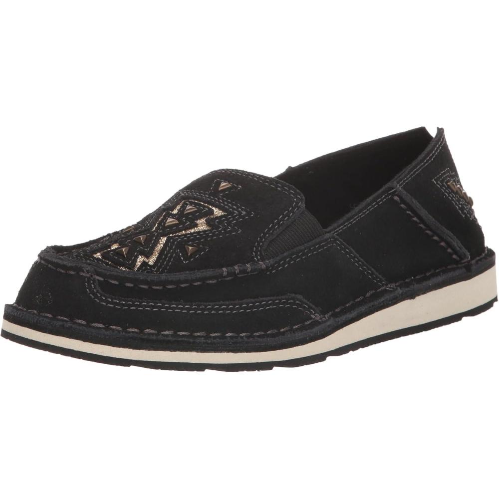 imageAriat Womens Cruiser Azteca Black SuedeGold Glitter CasualBlack SuedeGold Glitter