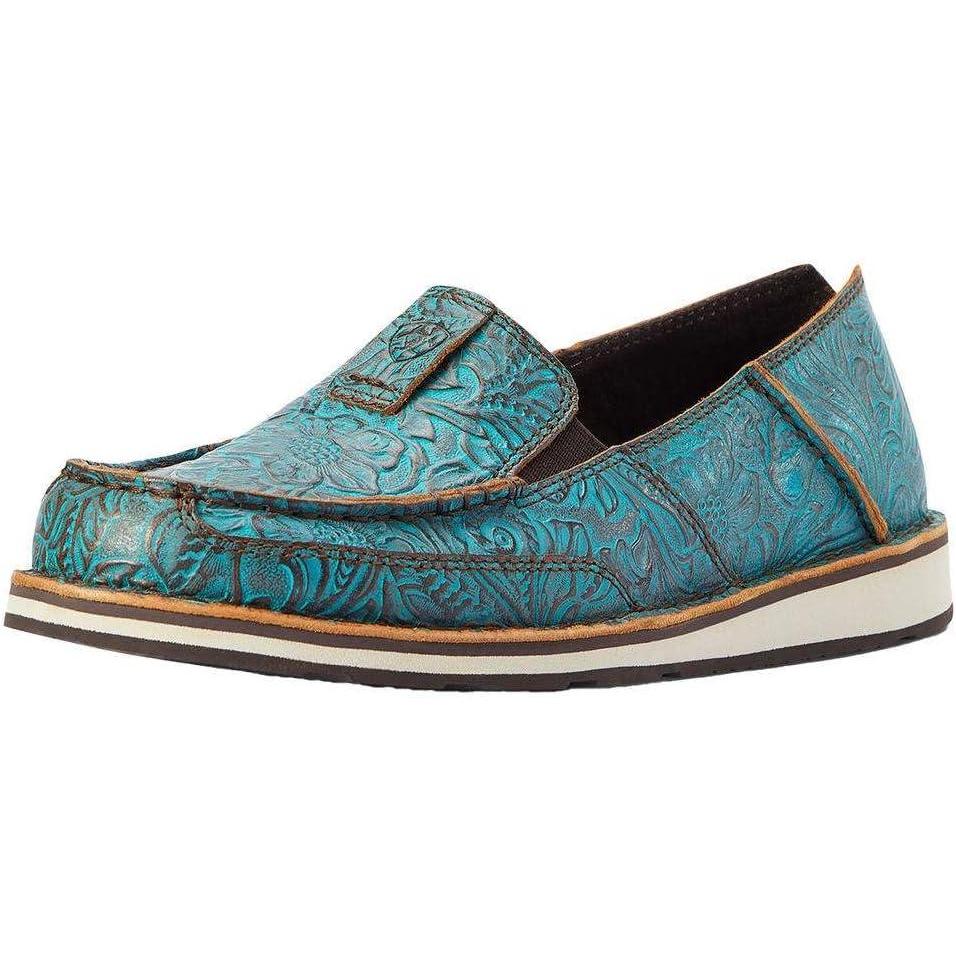 imageAriat Womens Cruiser Azteca Black SuedeGold Glitter CasualBrushed Turquoise Floral Emboss