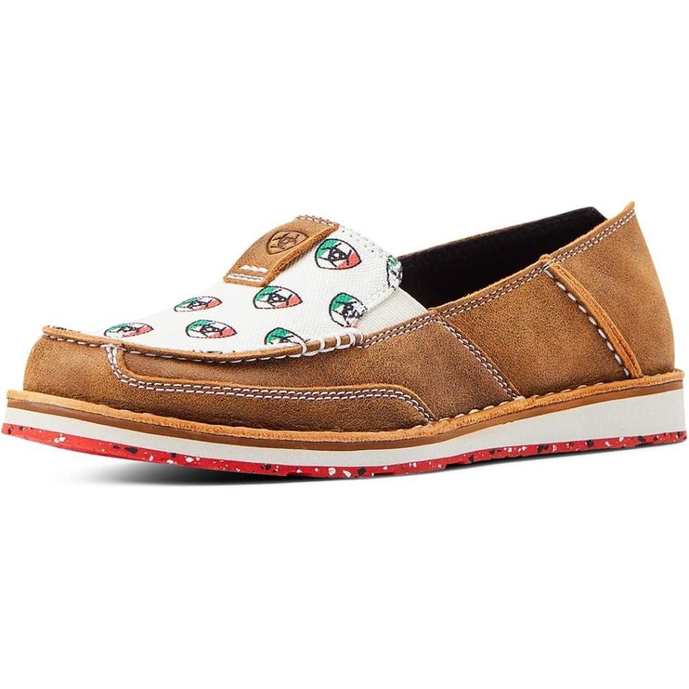 imageAriat Womens Cruiser Azteca Black SuedeGold Glitter CasualCaramelAriat Mexico Print