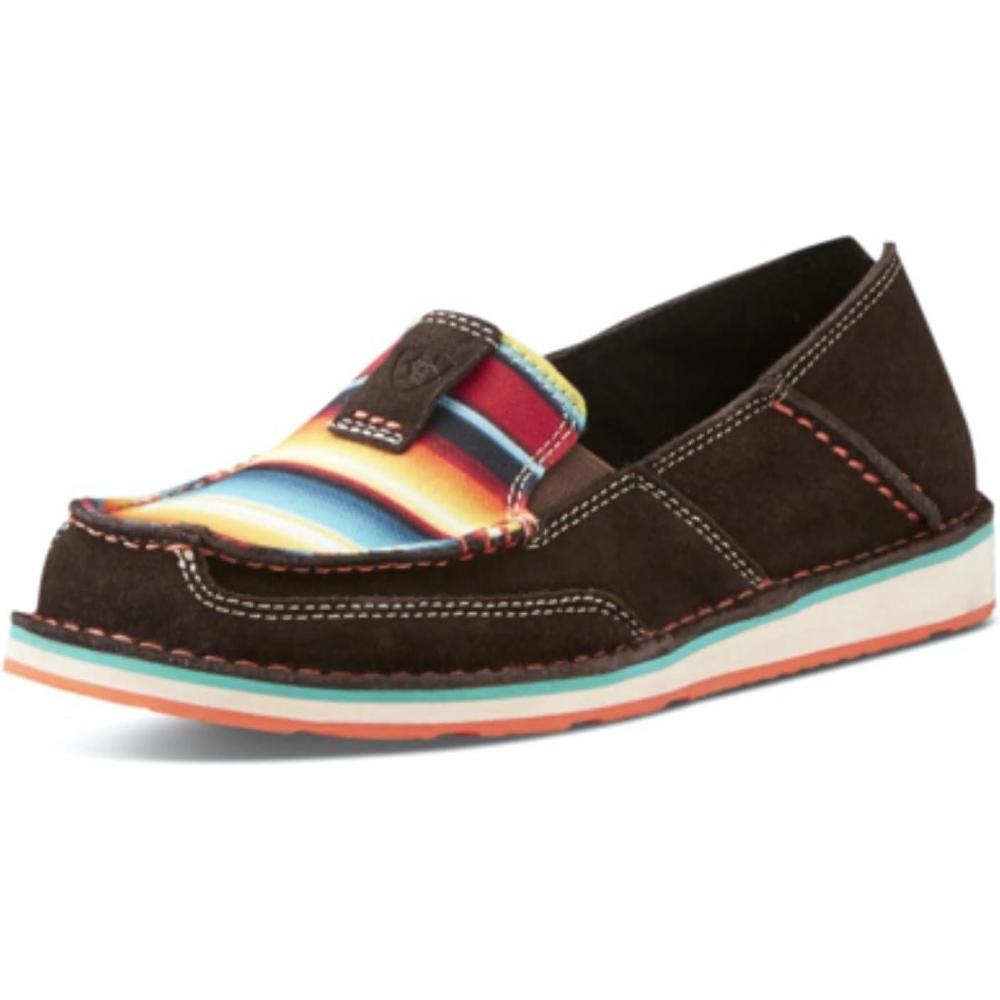 imageAriat Womens Cruiser Azteca Black SuedeGold Glitter CasualChocolate Fudge