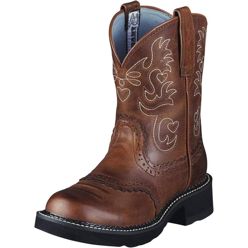 imageAriat Womens Fatbaby Western BootDistressed BrownShimmer Turquoise