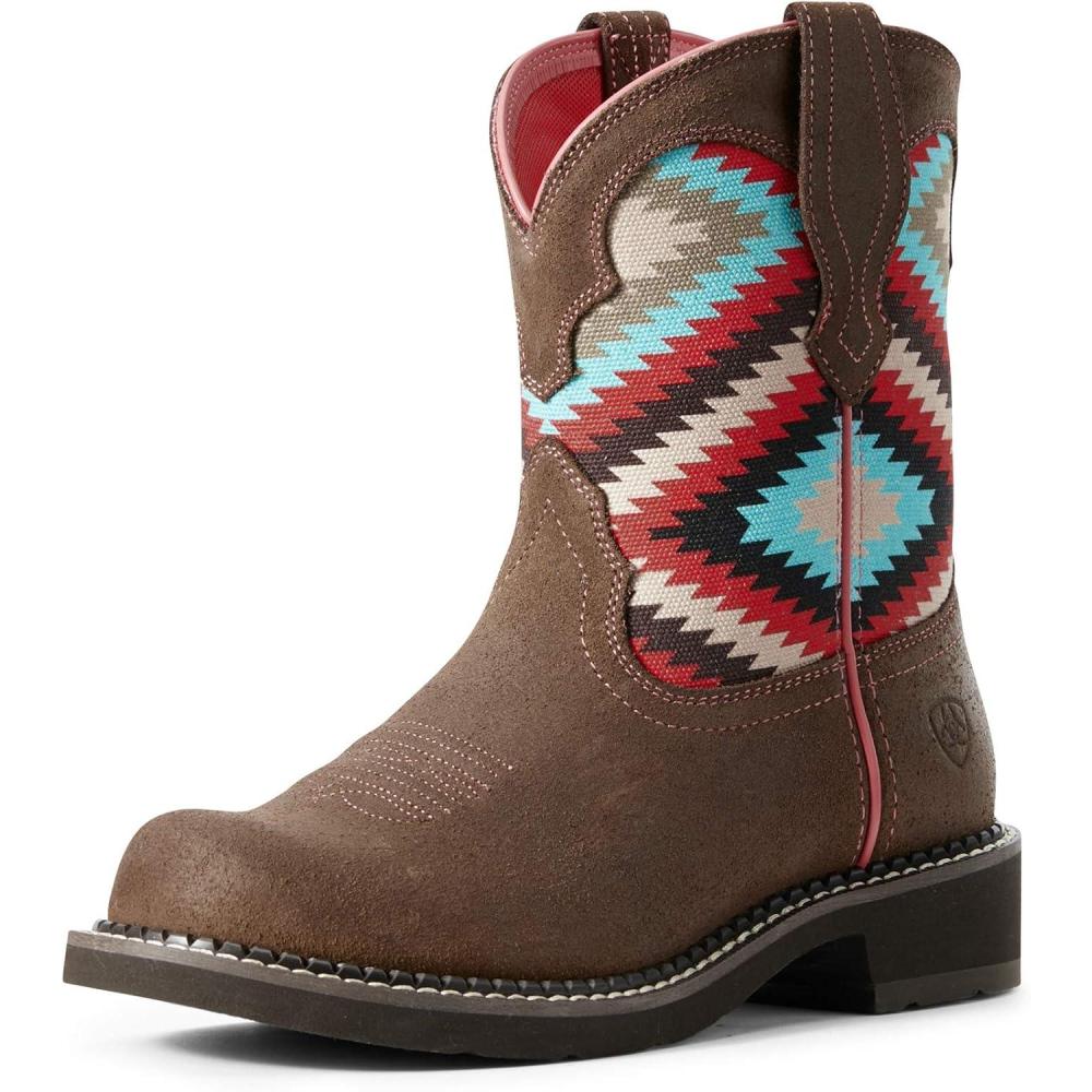 imageAriat Womens Fatbaby Western BootTwill Dark BarleyPastel Aztec Print