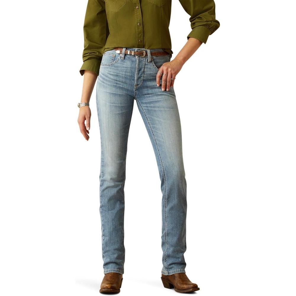 imageAriat Womens Yellowstone High Rise Straight Up Straight Leg JeanLight Indigo