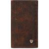 ARIAT Men’s Rodeo Wallet in Dark Copper Oil Tan Leather with Brand Concho, ID and Card Slots(Dark Copper)