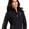 ARIAT New Team Softshell Jacket – Women’s Wind and Water Resistant Jacket(Black/Leopard)