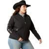 ARIAT New Team Softshell Jacket – Women’s Wind and Water Resistant Jacket(Black/Serrano Southwest Print)