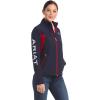 ARIAT New Team Softshell Jacket – Women’s Wind and Water Resistant Jacket(Navy/Red)