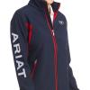 ARIAT New Team Softshell Jacket – Women’s Wind and Water Resistant Jacket(Navy/Red)