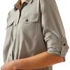 ARIAT Womens Rebar Made Tough Durastretch Work Shirt(Charcoal Heather)