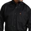 ARIAT mens Solid Twill Classic Fit Shirt – Men’s Long Sleeve Western Button-down(Black)