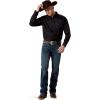ARIAT mens Solid Twill Classic Fit Shirt – Men’s Long Sleeve Western Button-down(Black)