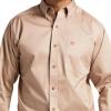 ARIAT mens Solid Twill Classic Fit Shirt – Men’s Long Sleeve Western Button-down(Khaki)