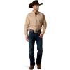 ARIAT mens Solid Twill Classic Fit Shirt – Men’s Long Sleeve Western Button-down(Khaki)
