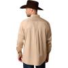 ARIAT mens Solid Twill Classic Fit Shirt – Men’s Long Sleeve Western Button-down(Khaki)