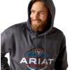 Ariat Men’s Hooded Sweatshirt(Logo Tek Fleece Odyssey Gray Heather)