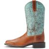 Ariat Women’s Round Up Square Boot(Beduino Brown/Turq Floral Emboss)