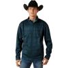 ARIAT Men’s Khaki Caldwell Reinforced Snap Sweater(Dark Teal Southwest)