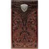 Ariat Men’s Leather Rodeo Wallet – Oak Embossed with Alligator Print Top & Brand Concho