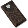 Ariat Men’s Rodeo Wallet with Silver Shield Concho, Distressed Brown Top Grain Leather, Boot Stitching(Dark_brown)