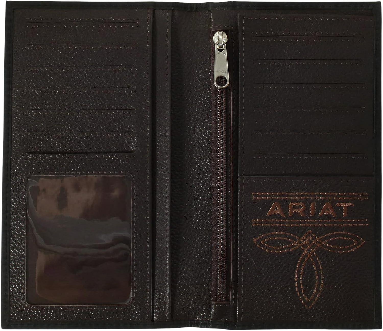 imageARIAT Mens Black Leather Bifold Wallet with Embossed Logo